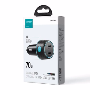 Automašīnas lādētājs Joyroom „JR-CCN02" melns 70W (2xUSB-C) ar LED gaismu