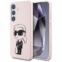 Karl Lagerfeld silikona grafiti Ikonik logotips ar magnētisko Samsung Galaxy S25 viedtālruņa apvalks rozā