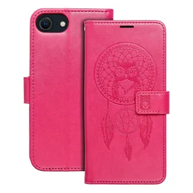 MEZZO Grāmatas tipa viedtālruņa apvalks IPHONE 7 / 8 / SE 2020 / SE 2022 sapņu ķērājs purpursarkana