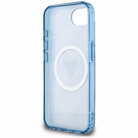 Guess IML Metal Glitter 4G Circle Triangle magnētiskais viedtālruņa apvalks iPhone 16e - zils