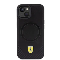 Ferrari FEHMP15SPTEK iPhone 15 6.1" melns/melns cietais apvalks Carbon Metal Logo MagSafe