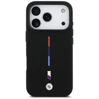 BMW M Silicon Tricolor Line MagSafe macins iPhone 17 Pro - melns
