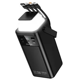 Borofone Portatīvais lādētājs 50000mAh BJ65A High - 2xUSB + Type C - QC 3.0 22,5W + PD 20W ar USB, Type C, Lightning un micro USB melna