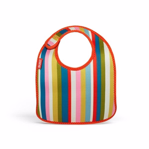 BUILT Mess Mate neoprene toddler bibs, set of 2, Baby Pink Stripe