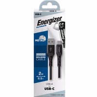 Energizer Ultimate - USB-A to USB-C connecting kabelis 2m (melns)