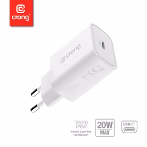 Crong USB-C Travel Charger 20 W PD sienas lādētājs, balts