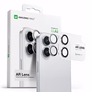 AmazingThing Lens стекло для iPhone 17 с серебряной алюминиевой рамкой