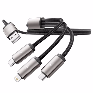 Tech-Protect UltraBoost 3in1 USB-A - Lightning / USB-C / micro USB 3.5A kabelis 1 m - pelēks