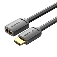 HDMI 2.0 vīrišķā uz HDMI 2.0 sievišķā pagarinājuma kabelis Vention AHCBH 2m, 4K 60Hz, (melns)