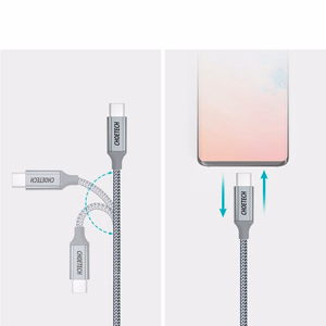 Choetech XCC-1002-GY USB-C - USB-C PD QC kabelis 100W 5A 480Mb/s 1.8 m, pelēks