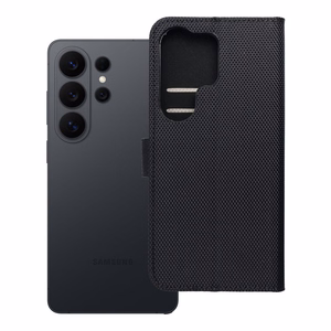 Atlokāmais 4Card RFID maciņš Xiaomi 17 PRO / 18 PRO ar aizsardzību pret zādzībām, no tehniskā auduma, melns