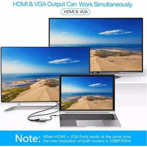 Reach USB-C centrmezgls: PD + HDMI + VGA + USB 3.0