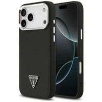 Guess Graudains Trīsstūra logotips Magnētiskais apvalks viedtālrunim iPhone 17 Pro Max - melns