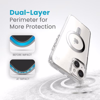 Speck Presidio Perfect-Clear ClickLock & Magsafe - iPhone 15 Plus / iPhone 14 Plus maciņš (Clear / Chrome Finish / Serene sudrabs)