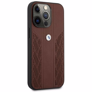BMW ādas izliekts perforēts apvalks iPhone 13 Pro / iPhone 13 - sarkans