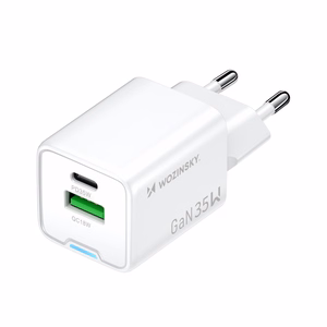 Wozinsky WWC-35W GaN USB-A + USB-C tīkla lādētājs - balts