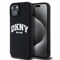 DKNY Liquid Silicone White Printed Logo MagSafe Viedtālruņa apvalks iPhone 14/15/13 - melns (m)