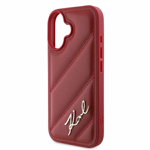 Karl Lagerfeld Diagonal Quilted Script viedtālruņa apvalks iPhone 16 - sarkans