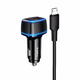 KAKU Automašīnas lādētājs KSC-528 Shengyu - 2xUSB - 2,8A ar USB uz Micro USB melns