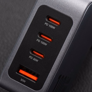 FORCELL F-ENERGY GaN VT-46 pelēks ceļojuma lādētājs 3 x Type C + USB A PD QC4.0 5A 100W ar PD