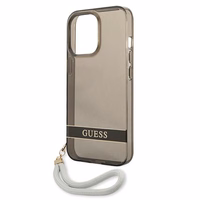 Guess GUHCP13LHTSGSK iPhone 13 Pro / 13 6.1" melns/melns cietais apvalks caurspīdīga siksna