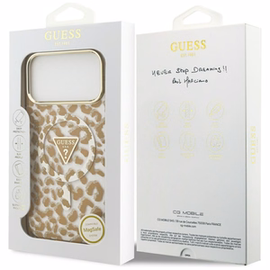 Guess Leopard Glitter MagSafe Чехол для iPhone 17 Pro Max - коричневый
