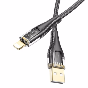 Cable USB A to Lightning Hoco 2,4A 1,2 m U121 black transparent