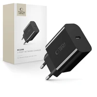 Tech-Protect NC20W USB-C 1 porta PD20W sienas lādētājs – melns