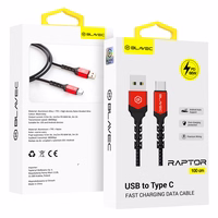 Kabelis Blavec Cable Raptor pīts - USB uz Type-C - PD 66W 6A 1 m Apple CarPlay/Android Auto (CRA-UC6BR10) melns-sarkans