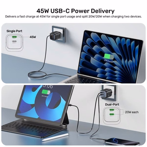 Unitek GaN tīkla lādētājs 45W 2x USB-C PD 3.0 QC