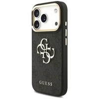 GUESS viedtālruņa apvalks IPHONE 17 Pro (PU W/ Big 4G Classic & Big Strap Metal Buttons) melns