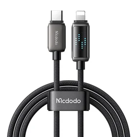 Mcdodo CA-2630 USB-C un Lightning kabelis, 36 W, LED displejs, 1,2 m