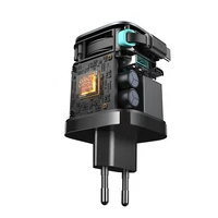 Joyroom JR-TCL02 65W USB-A USB-C GaN lādētājs ar iebūvētu USB-C kabeli - melns