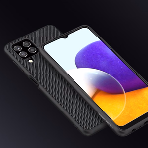 Nillkin Textured Case izturīgs pastiprināts viedtālruņa apvalks ar gēla rāmi un neilona aizmuguri Samsung Galaxy A22 4G melns