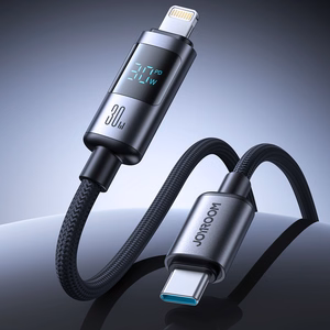Joyroom S-A16 Pro Prism sērijas 30W USB-C - Lightning kabelis ar ekrānu 1,2 m - melns