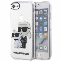 Karl Lagerfeld KLHCI8HNKCTGT iPhone 7/8/ SE 2020 / SE 2022 caurspīdīgs cietais apvalks Gliter Karl&Choupette