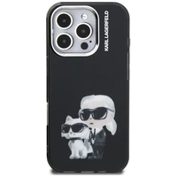 Karl Lagerfeld IML Aquarelle Karl & Choupette & Logo iPhone 16 Pro macins - melns