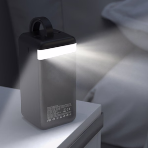 Wozinsky W8-B 50000mAh 30W ārējais akumulators, 2xUSB-A, 2xUSB-C, USB micro, ar lukturīti, melns