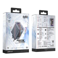 Acefast GaN 65W lādētājs ar 3 pieslēgvietām (1xUSB, 2xUSB C) - pelēks (A45)