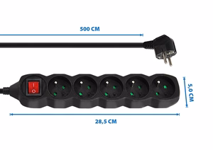 Esperanza ELK216K power extension 5 m 5 AC outlet(s) Indoor Black