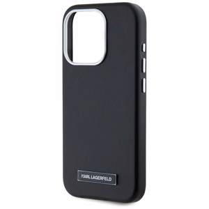 Karl Lagerfeld FW Metal Plate Magnētiskais iPhone 15 Pro viedtālruņa apvalks - melns