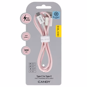 Blavec Cable Candy Braided - USB to Type C - PD 60W 3A 3m Apple CarPlay/Android Auto (CCA-UC3P30) Pink