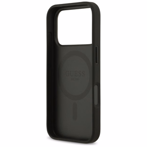 Guess Grained Flowers Classic Logo MagSafe viedtālruņa apvalks iPhone 17 Pro - melns (m)