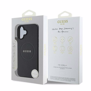 Viedtālruņa apvalks Guess Grūdēts zelta gredzens MagSafe iPhone 16 Plus - melns