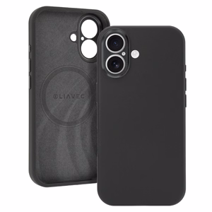 Liavec Silk Shield maciņš ar metāla kameras rāmi priekš Iphone 17 melns