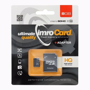 Imro atmiņas karte 8GB microSDHC cl. 10 + adapteris