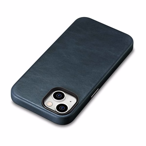 Чехол iCarer Oil Wax Premium Leather для iPhone 14 Plus магнитный кожаный с MagSafe тёмно-синий