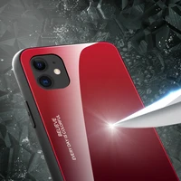 Gradient Glass izturīgs viedtālruņa apvalks ar rūdīta stikla aizmuguri iPhone 12 mini melns-sarkans