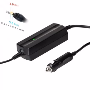 Auto lādētājs priekš laptop Akyga AK-ND-38 (19V / 3.16A 60W 5.5 x 3.0mm + pin) SAMSUNG 1.2m