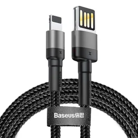 Lightning USB kabelis (abpusējs) Baseus Cafule 2.4A 1m (pelēks-melns)